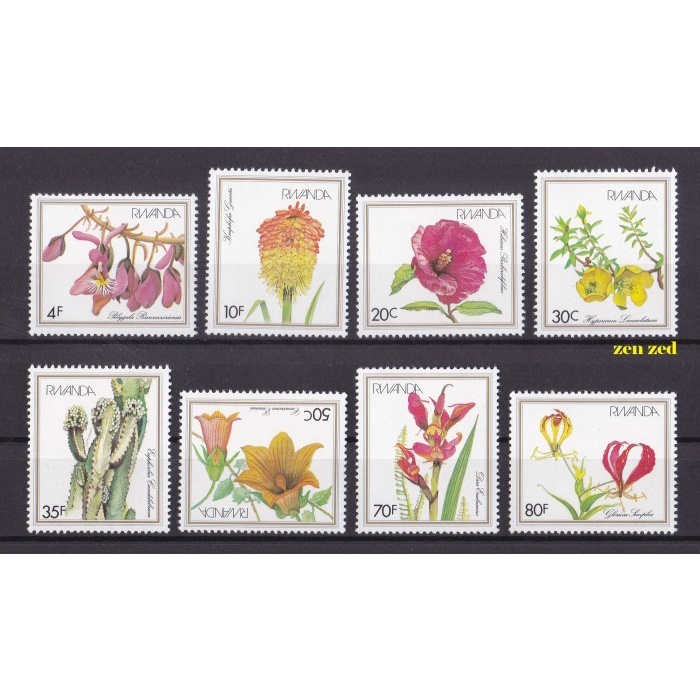 

0632 Perangko Rwanda 1982 Flora Flowers 8v Mnh