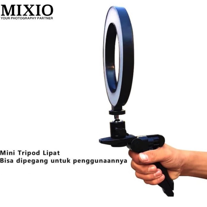 RingLight 16 MIXIO For Selfie Vlogger Livestreamer Plus Tripod Lipat