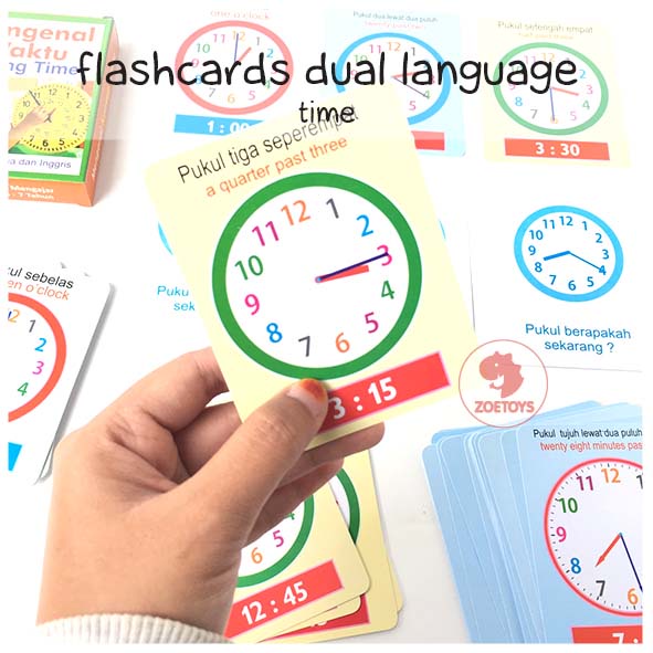 Zoetoys Paket Hemat Montess Flashcards Time + Learning Clock A B | Mainan Anak | Mainan Edukasi