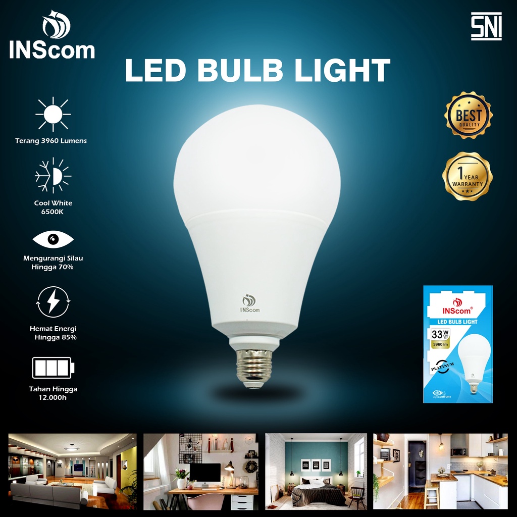 LAMPU LED INSCOM E-27 33 WATT/ LED BULB 33 WATT/ LAMPU BOHLAM LED 33 WATT PUTIH