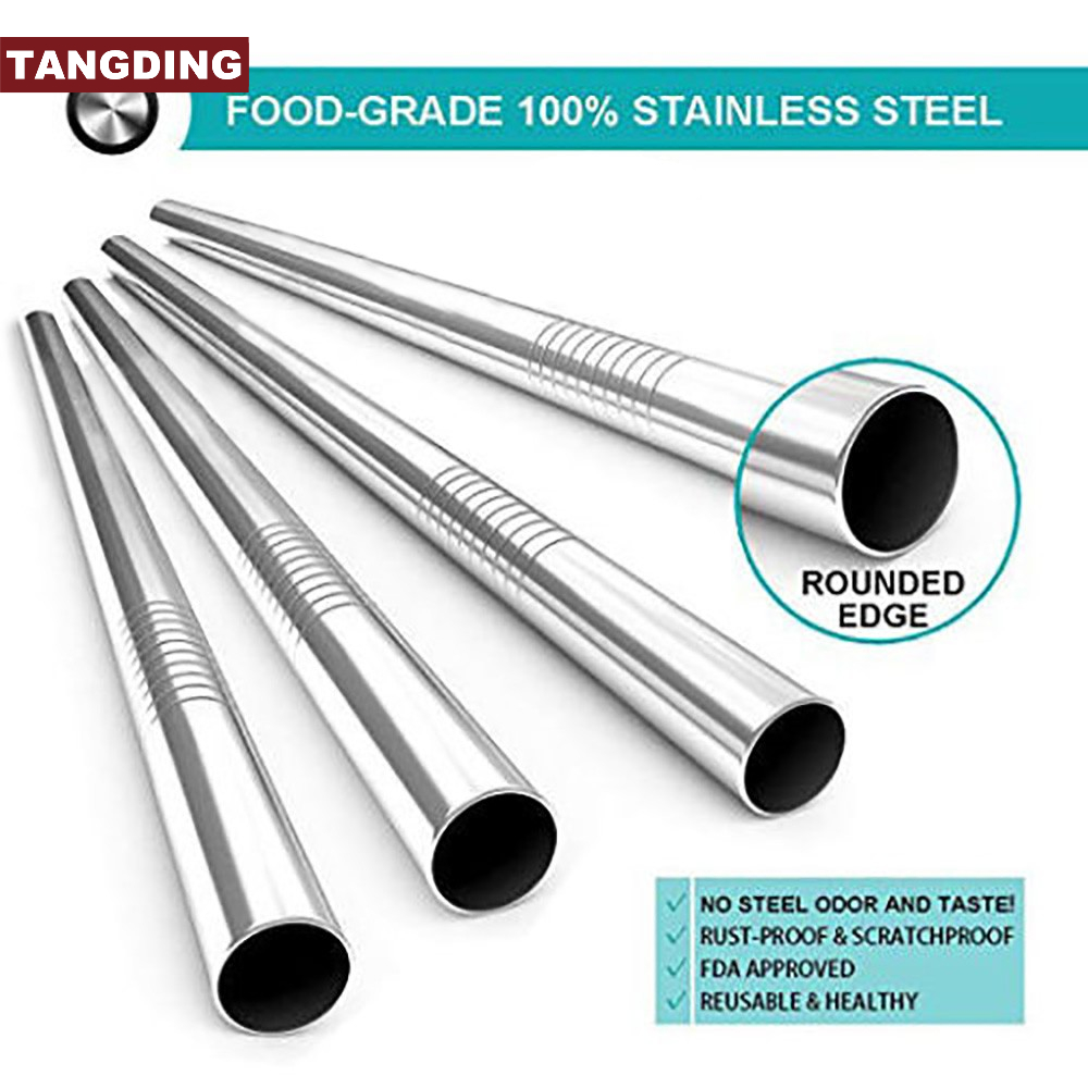 3 / 5pcs 316 Sedotan Lurus Lebar Bahan Stainless Steel Dapat Dipakai Ulang