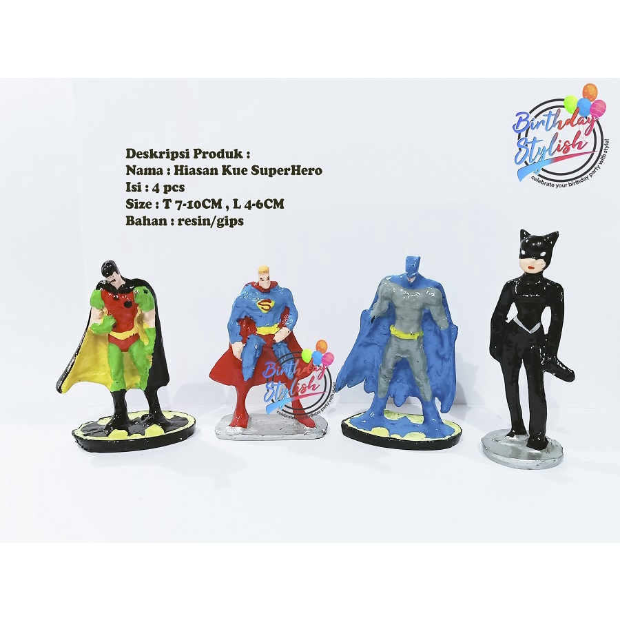 Topper Kue Super Hero Batman / Hiasan Kue Super Hero isi 4 PCS