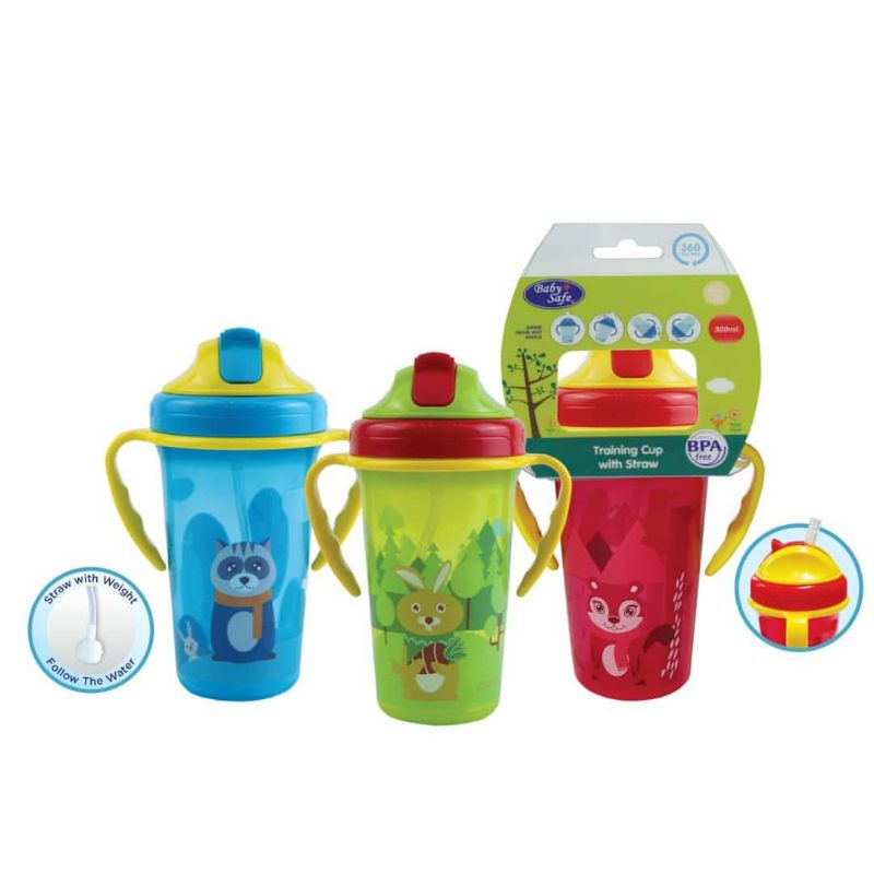 BABYSAFE Cup Weighted Straw 300ml Botol Minum Sedotan dengan Pemberat