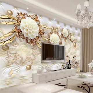 Wallpaper Motif Bunga 3D Warna Emas Putih Ukuran 1 5m 0 Wallpaper Motif Bunga 3D Warna Emas Putih Ukuran 1 5m 0