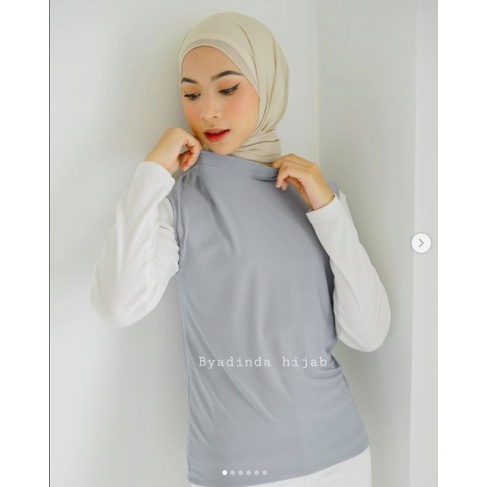 Manset Kaos Tanpa Lengan Inner Buntung Spandek Premium Turtleneck-SILVER