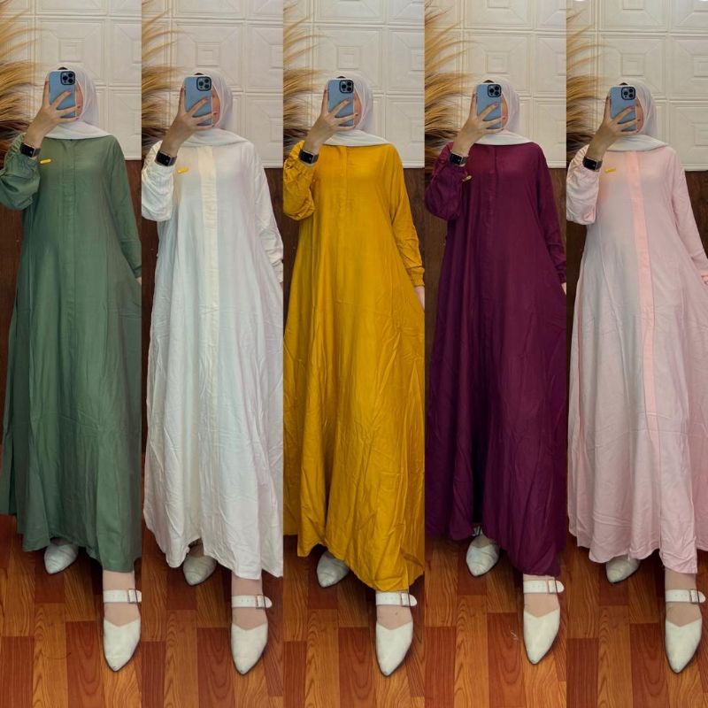gamis wanita twill import bren aisyah premiun polos terbaru