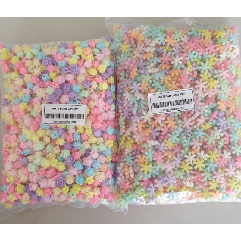 [Grosir] Mote Susu Mawar Bunga 6 | Mote Pastel Mawar Bunga 6 | Manik Pastel