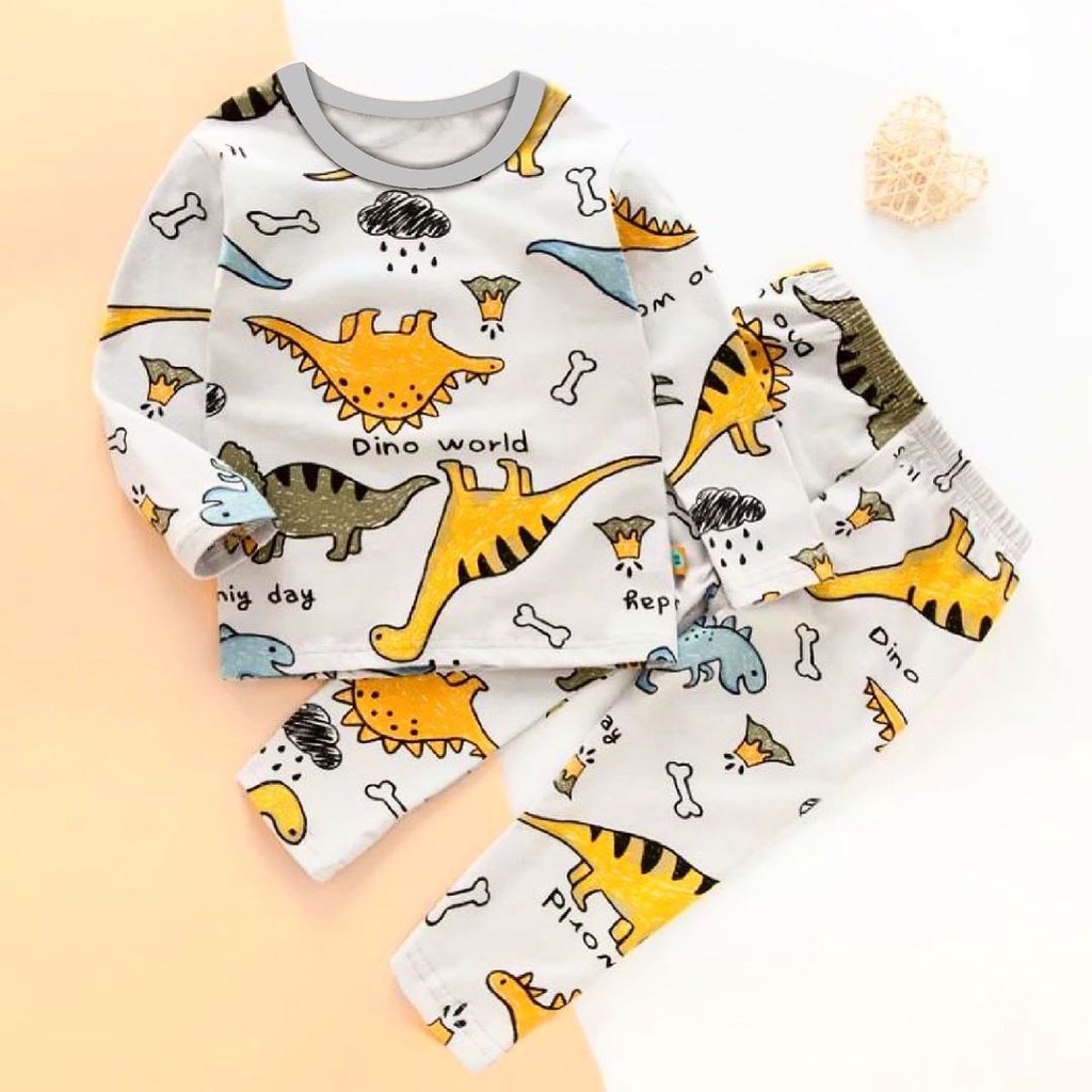 Piyama Anak Lucu Tsum / DINO / ZODIAC PYJAMAS / YELLOW CAT / BUNNY PINK PYJAMAS Baju tidur setelan Bayi lucu fashion anak bayi Cewe Cowok Murah