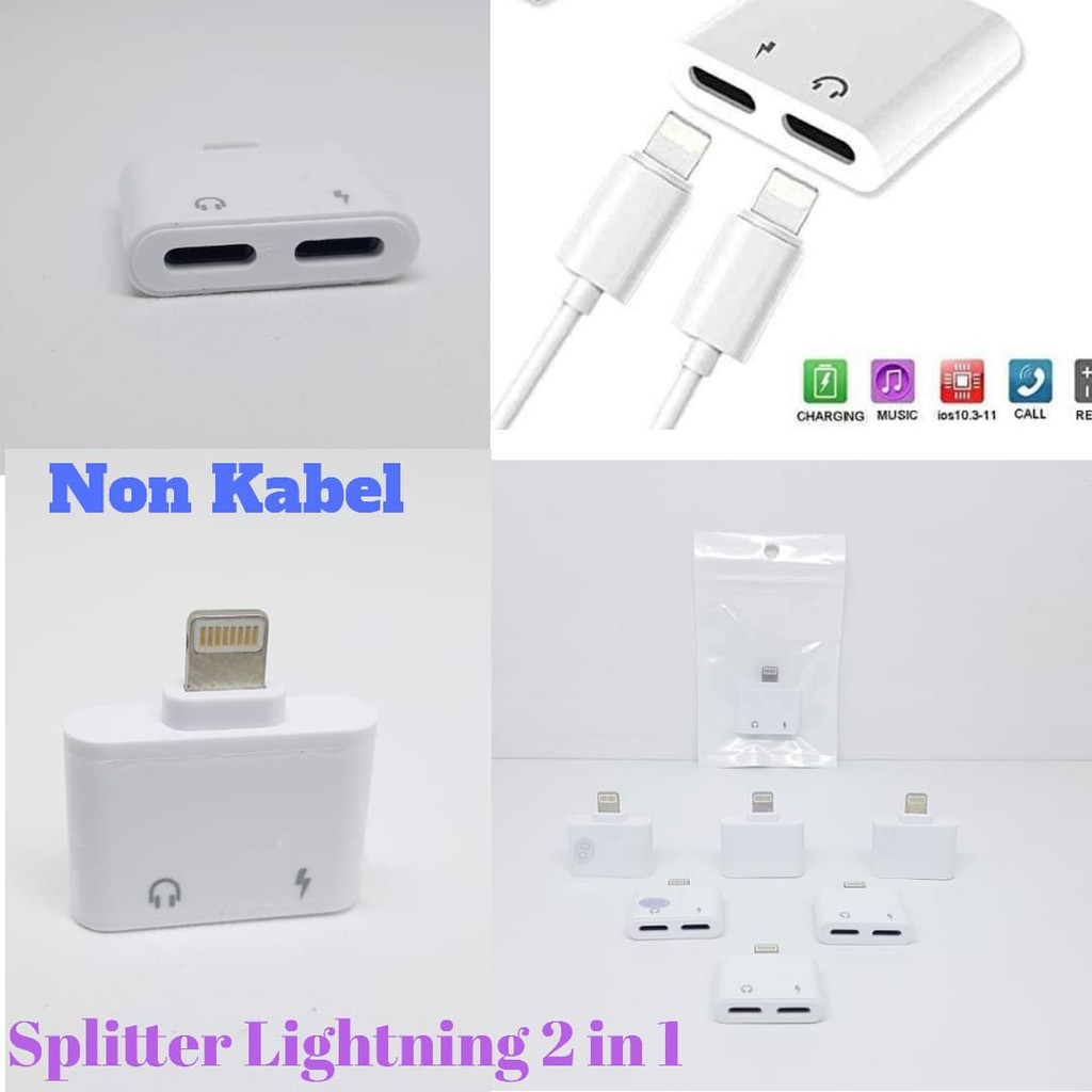 Spliter Lightning Non Kabel 2 in 1 Konektor Headset Iphone ...