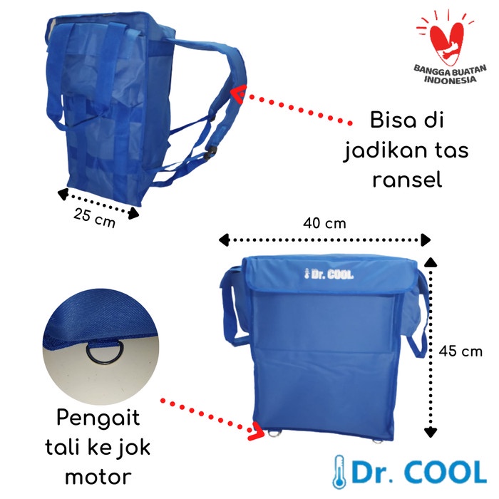 Dr Cool 40x25x45cm Tas Travel Fiber Multi Fungsi Premium Large Portable 45L Thermal Cooler Bag Kurir