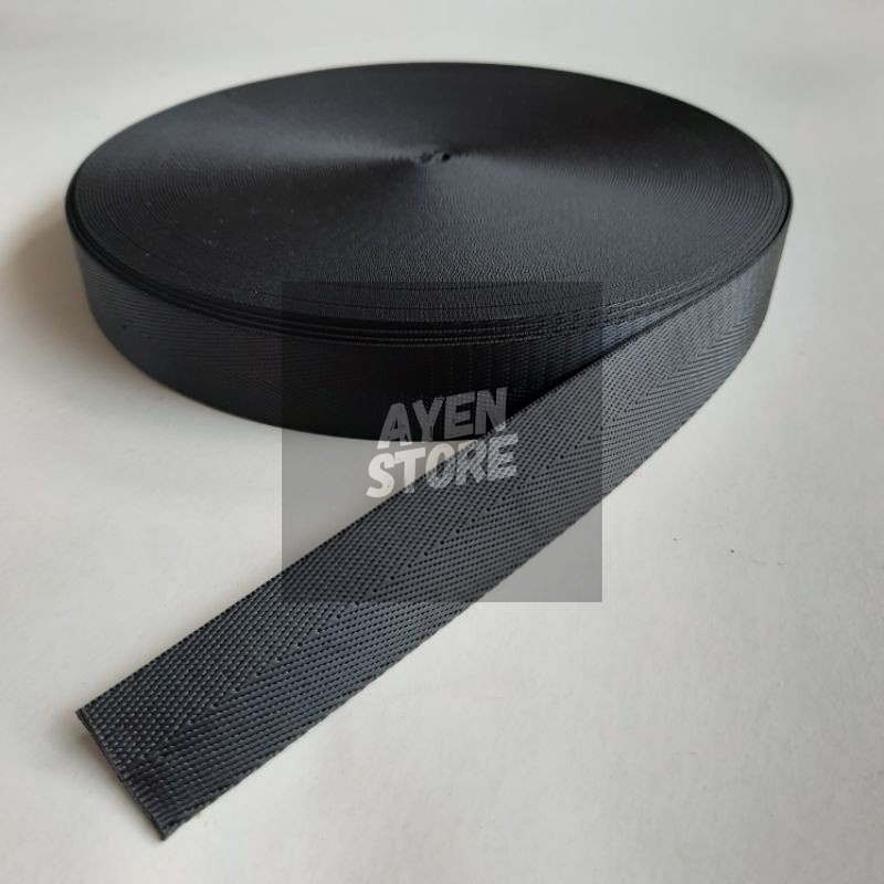 Webbing nylon 2.5 cm motif herringbone (per meter). webbing nilon panah import.