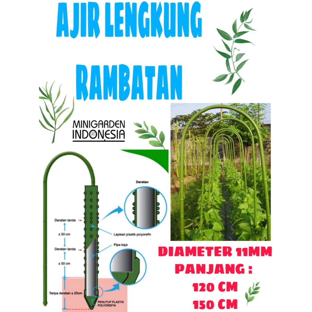 AJIR LENGKUNG 120 CM KUALITAS JEPANG turus modern tanaman rambat arch pipe penyangga lanjaran