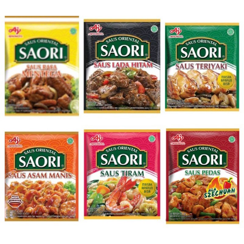 

Saori Saus Oriental Sachet - Saos Tiram / Teriyaki / Lada Hitam / Pedas Szechuan / Asam Manis / Mentega