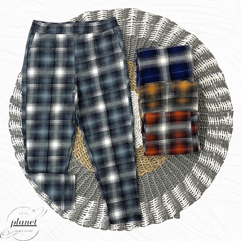 CELANA KOTAK KOTAK TARTAN PANTS PANJANG JUMBO BIG SIZE WANITA SLIM FIT SEMI LEGGING BAWAH PENSIL KAIN MELAR PINGGANG KARET