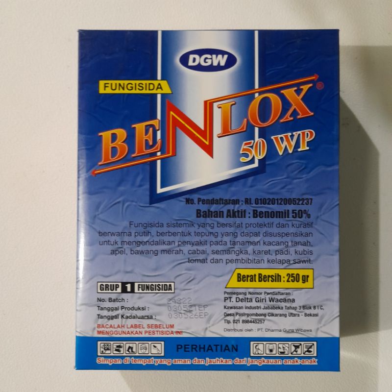 fungisida sistemik BENLOX 50WP 250Gr bahan aktif : benomil 50%