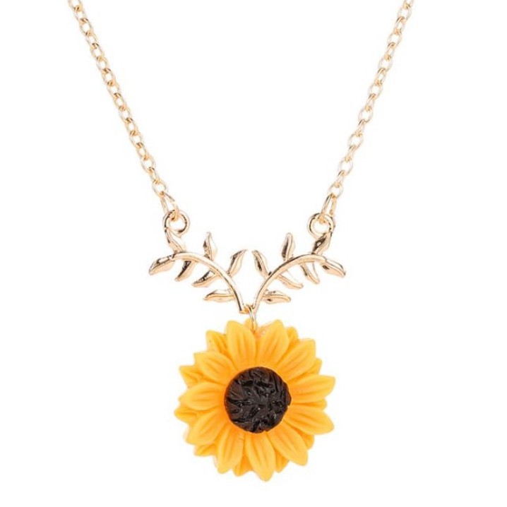 BAJ Kalung Rantai Clavicle Sunflower Bunga Matahari  Gaya Korea Liontin Wanita Aksesori Busana F28 KL003