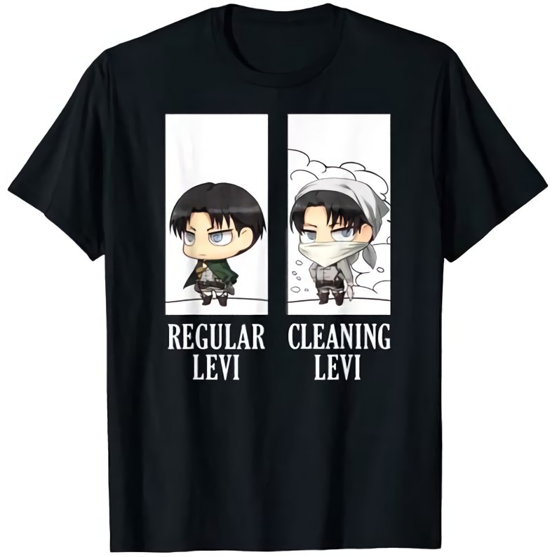 Tshirt Attack on Titan Reguler Levi x Cleaning Levi Anime Shingeki No Kyojin