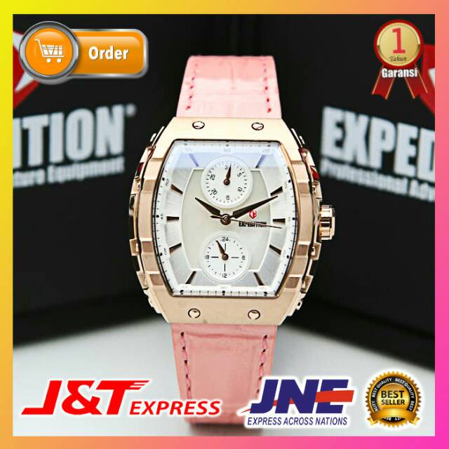 JAM TANGAN EXPEDITION WANITA CEWEK PEREMPUAN JAM ORIGINAL ORI BRANDED ANALOG  EXP E 6782 E6782 PEACH