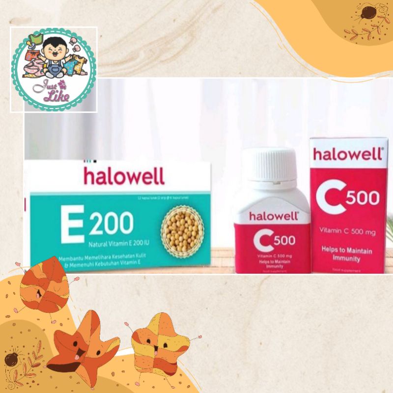 HALOWELL Vitamin C 500mg. dan Halowell E Natural Vitamin E 200 IU