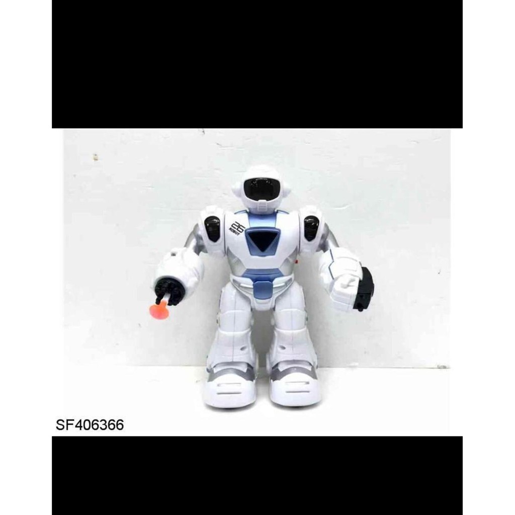 Mainan robot baterai tembak BESAR jalan gerak suara putih shooting robot