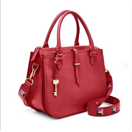 Fossil ryder satchel medium poppy red