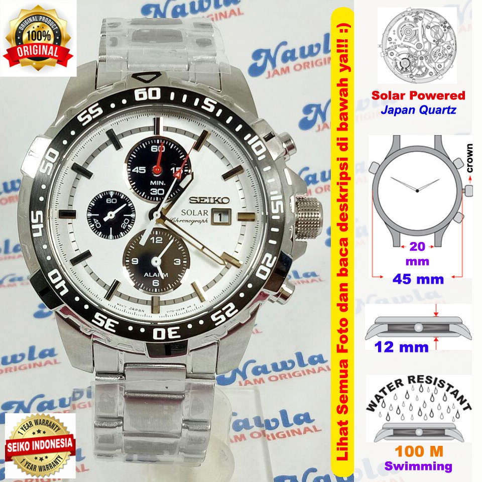 Seiko Solar SSC297P1 Chronograph White Dial - Jam Tangan Pria SSC297