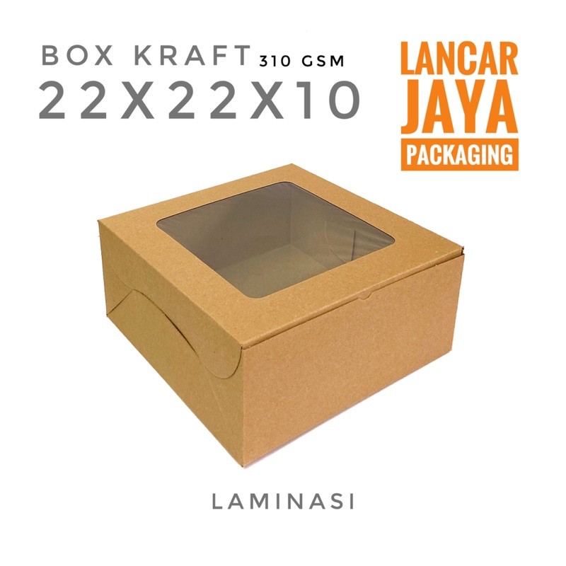 

Box Cupcake Kue Roti Kotak Cake Kraft Coklat Window Dos Tart 22x22x10