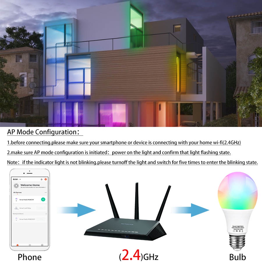 ITS Smart Light Bulb LED Home light 9W Bohlam Pintar RGB WW CW Wireless Control Lamp