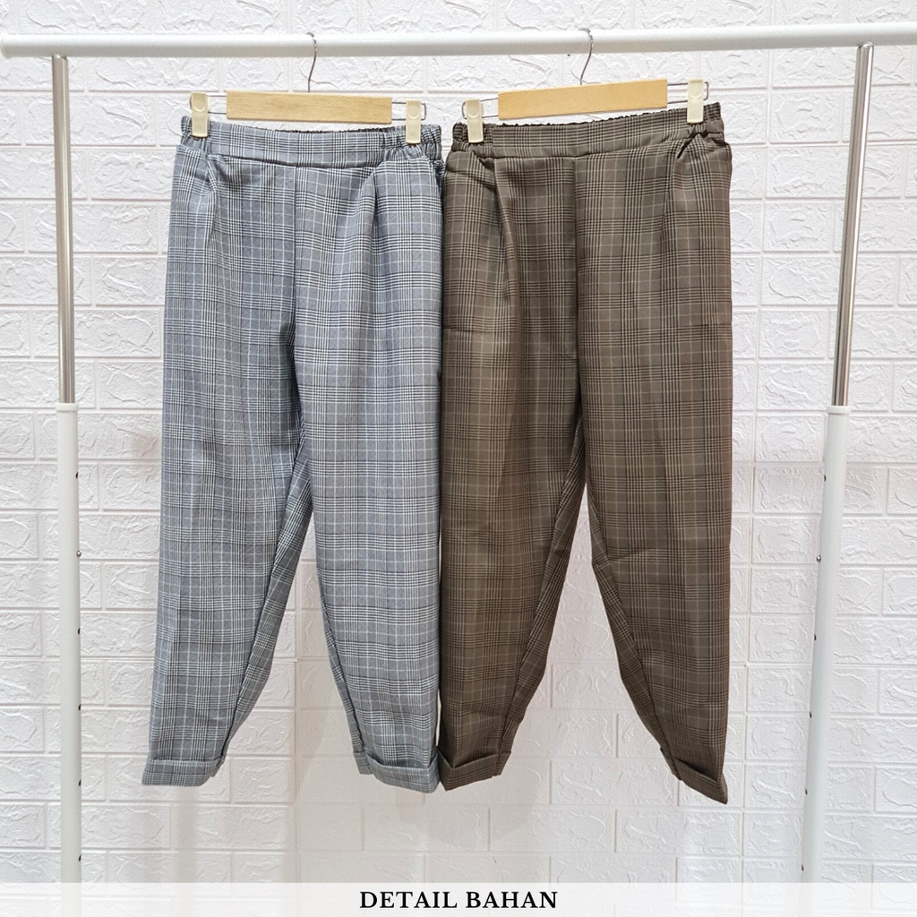 5231 plaid office pants celana kerja celana kantor