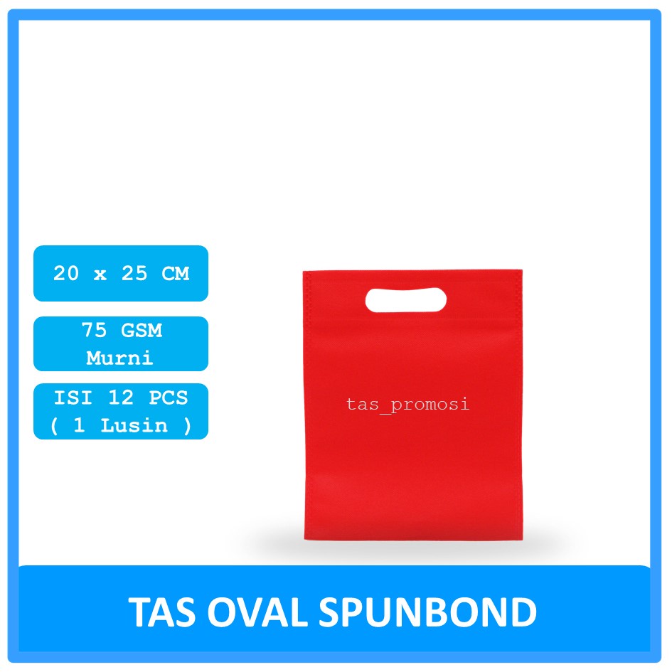 Goodie Bag Spunbond Oval 20x25 Merah Kodi / Tas Spunbond Polos