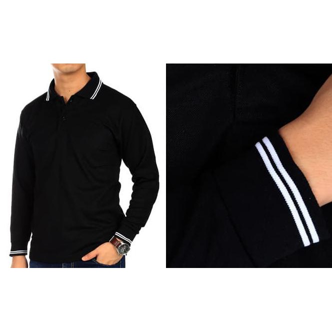Polo Polos Lengan Panjang Putih Kaos Kerah / Polo Kerah Lengan Panjang High Quality