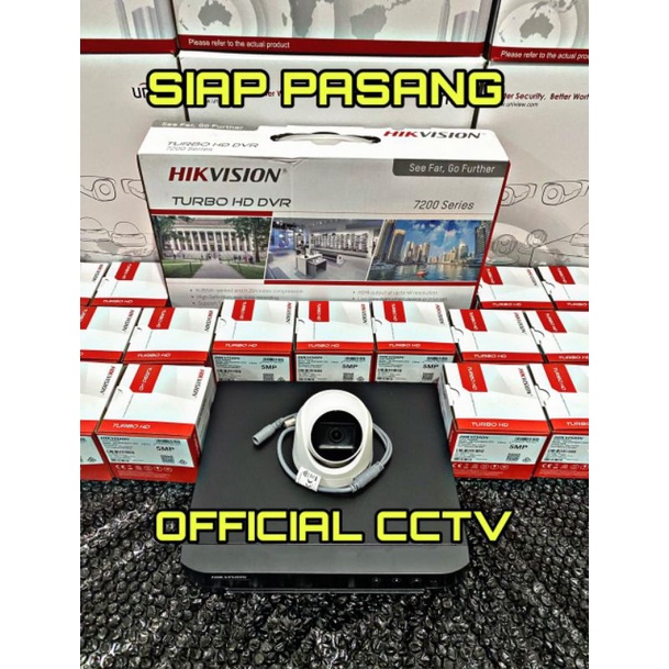paket camera cctv 1 kamera hikvision 5mp komplit siap pasang 5 mp 4ch 4channel 4 ch channel murah