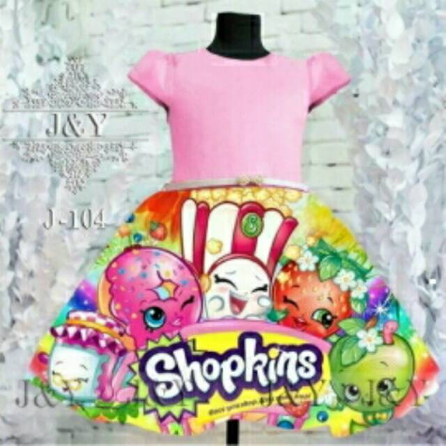 Dress Anak Import Shopkins Pink