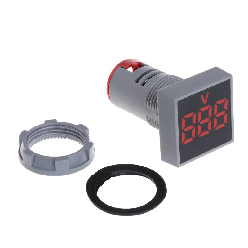 Gro AC 20-500V Voltmeter Square Panel 22mm LED Untuk Main Komponen Elektronik Square