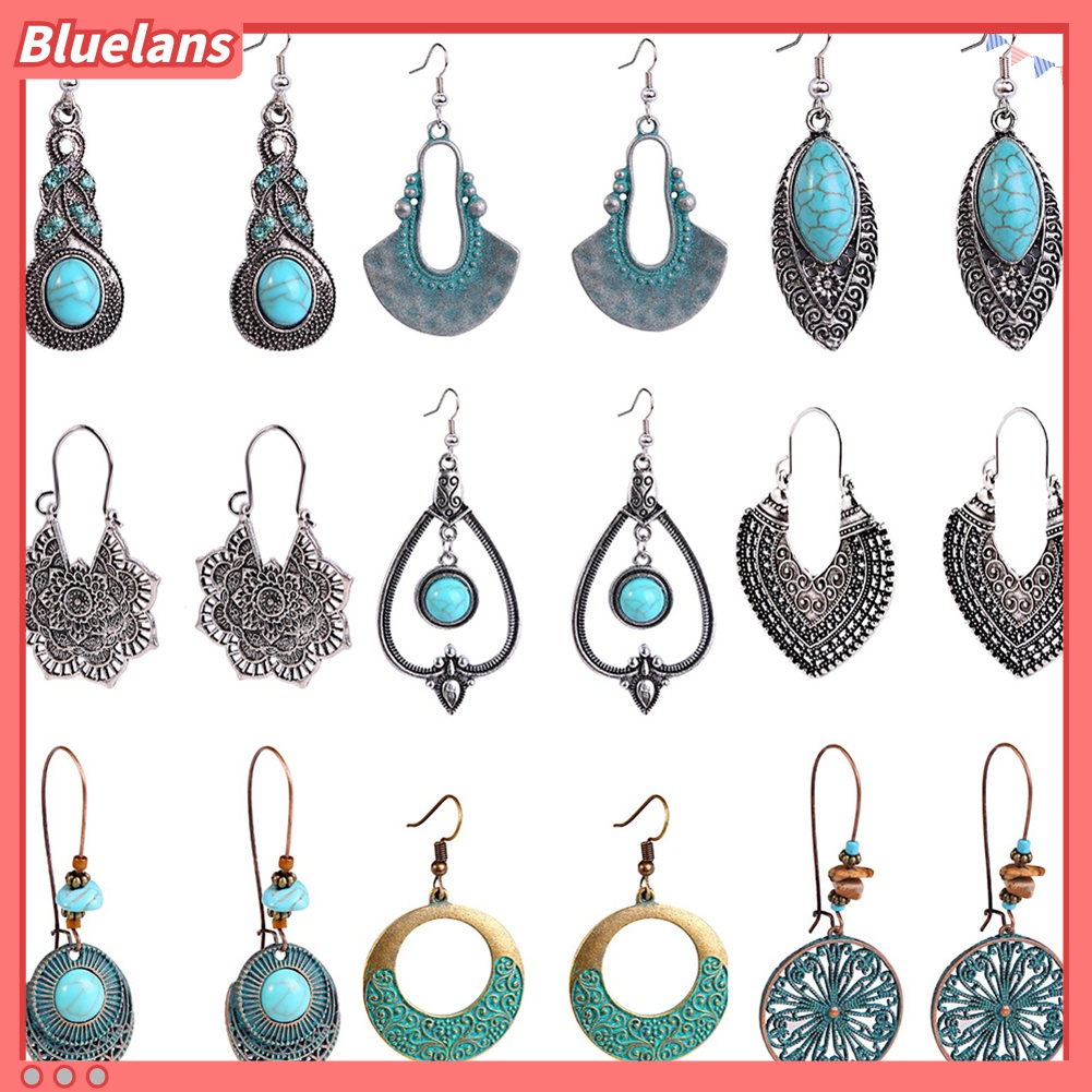 Anting Kait Gantung Wanita Desain Geometri Gaya Retro / Bohemian / Etnik Untuk Hadiah