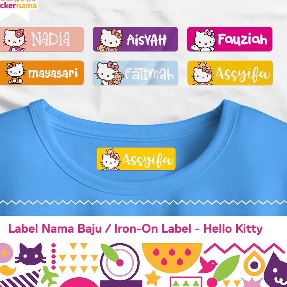 

[UR762] Label Nama Baju, Label Nama Kain, Label Setrika, Iron-On Label Gambar Hello Kitty Produk Terbaru