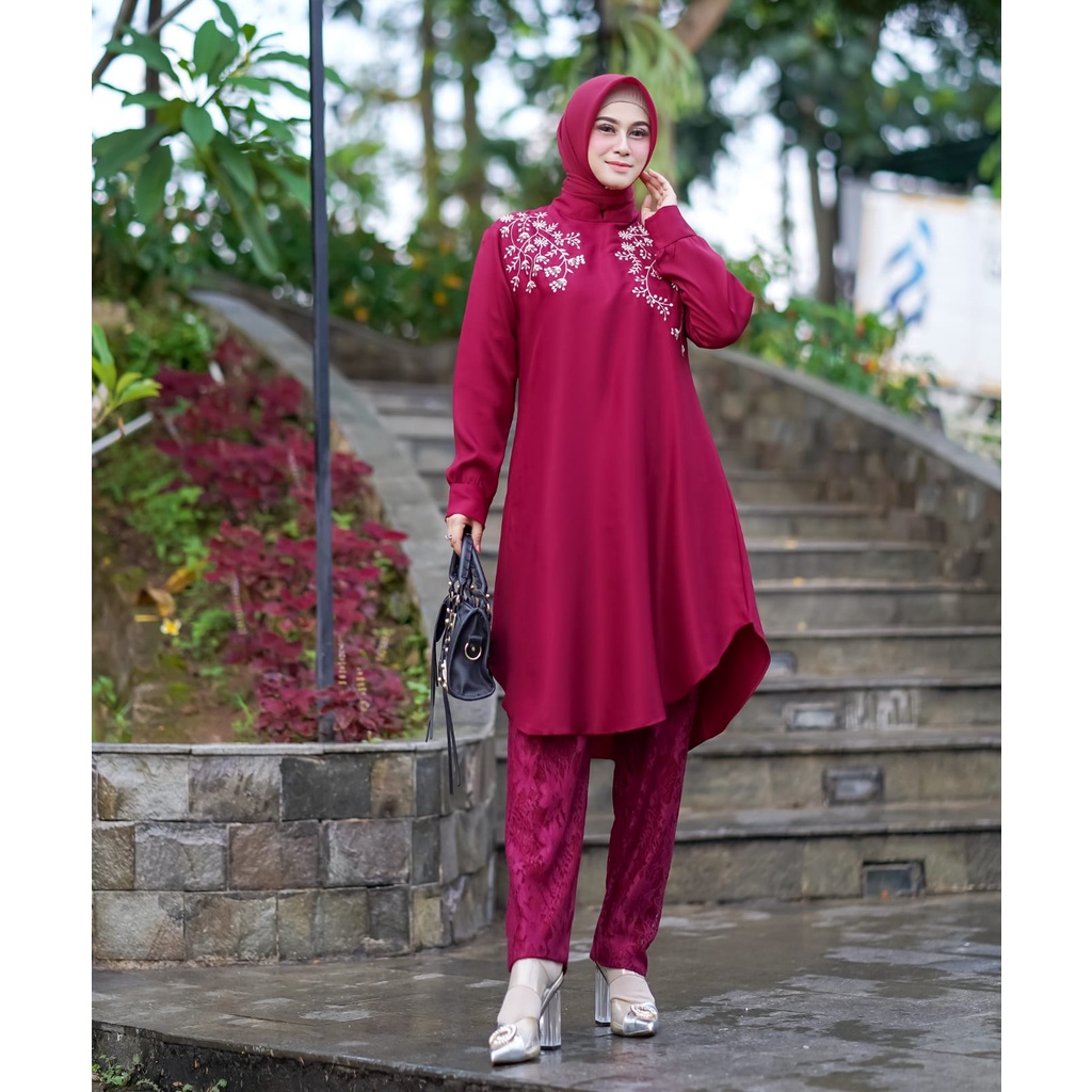 FenishaStore Set Tunik ANGELA Baju Muslimah Terbaru Model Kekinian Bisa Bayar Ditempat COD