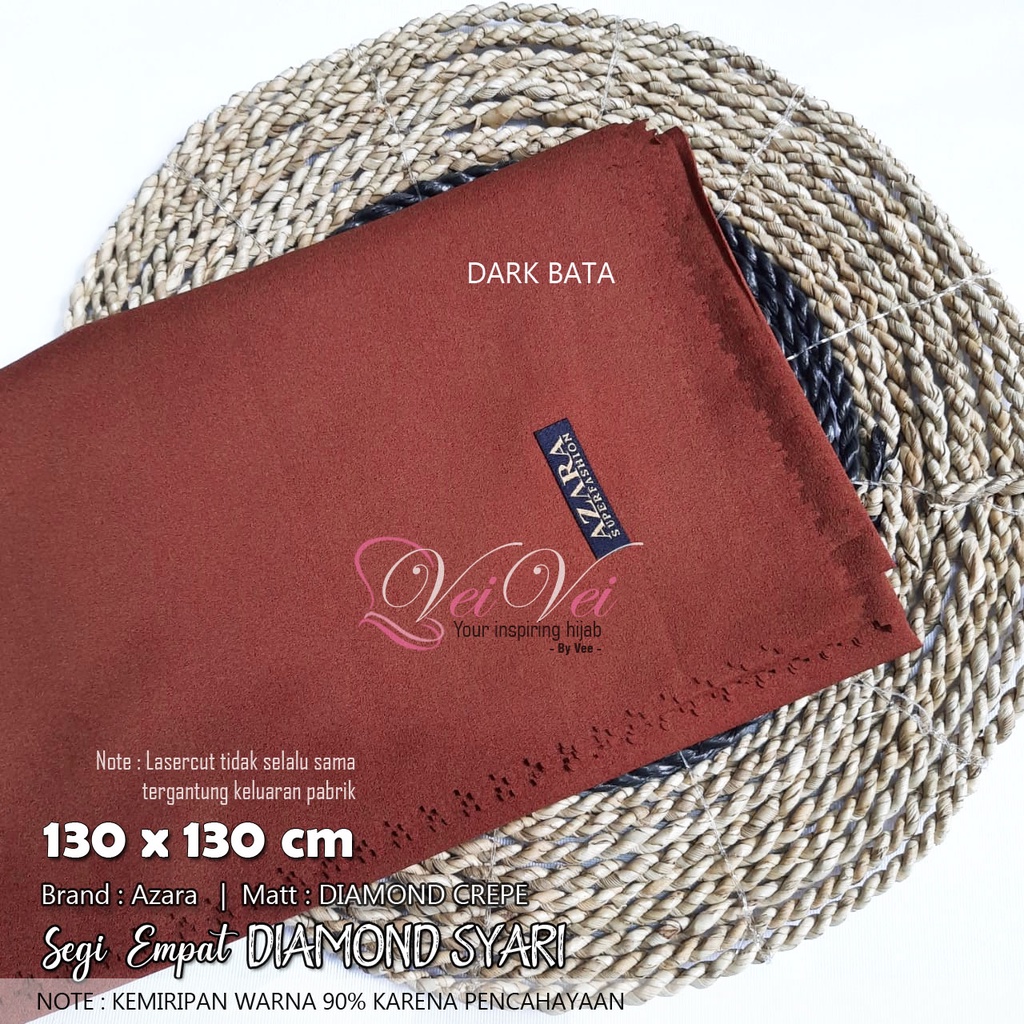 [ 130 x 130 cm] DIAMOND CREPE LASER - JILBAB SEGI EMPAT SYARI JUMBO AZARA-DARK BATA