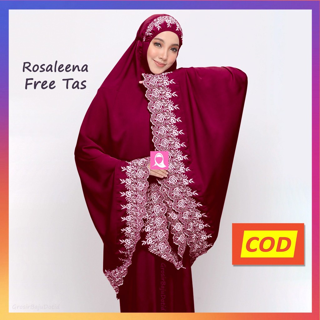 Mukena Rosaleena Jumbo Dewasa katun Import Premium Adem Rosalena Siti Khodijah