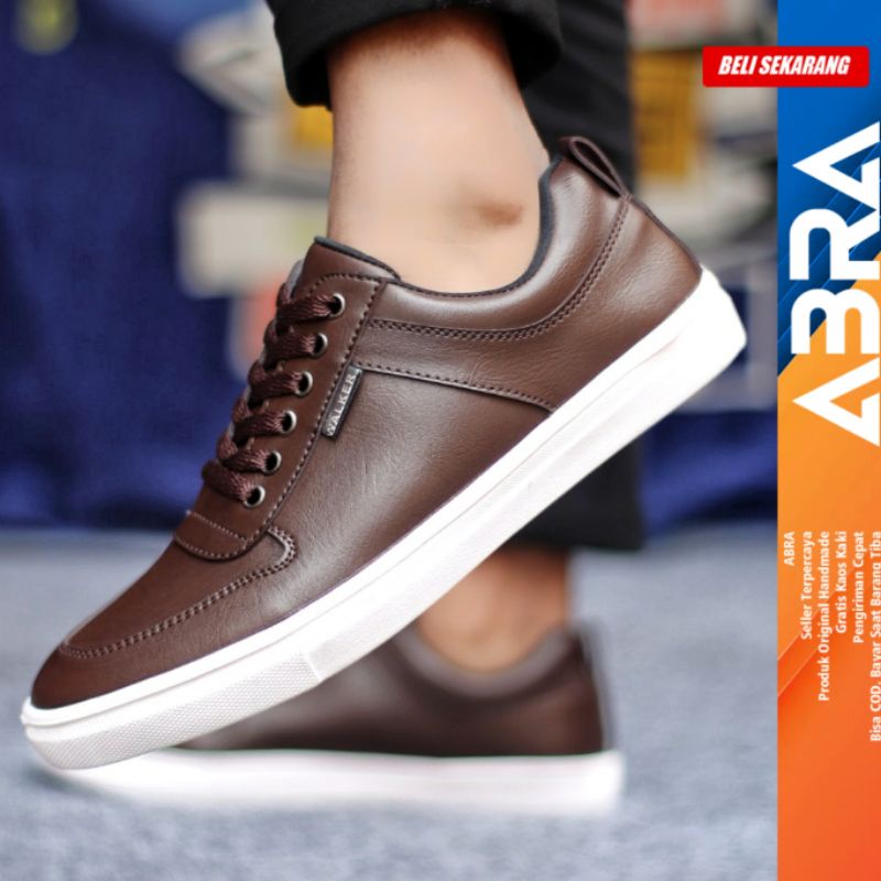 Sepatu Kasual Kulit Pu Casual Sneakers Gaya Santai Original Murah Pria/Cowok ABRA