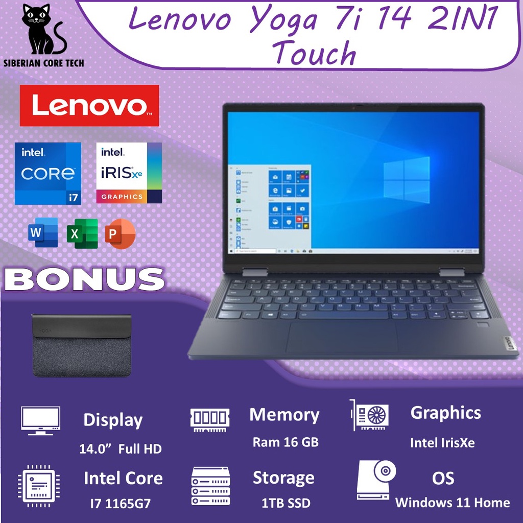 LENOVO YOGA 7i 14 2IN1 TOUCH I7 1165G7 16GB 1TBSSD IRISXE W11+OHS 14.0FHD BLIT FP PEN 2YR+ADP GRY -MYID