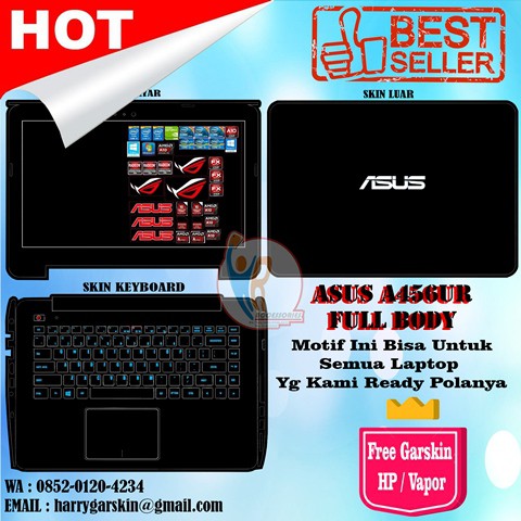 Original Garskin Laptop Full Body Asus A456U Motif Solid Black Free 1 Garskin HP