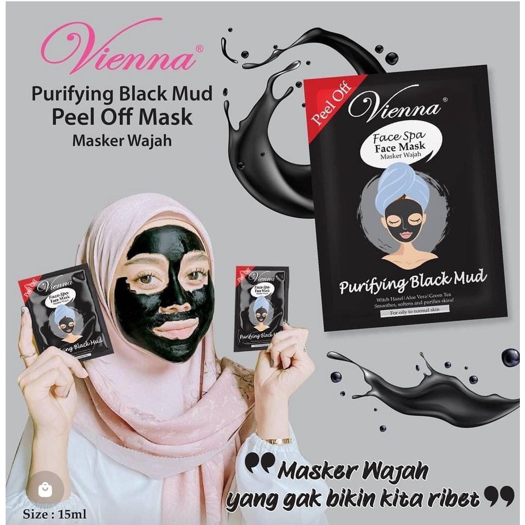 Jual Vienna Face Mask Masker Wajah Peel Off Purifying Black Mud