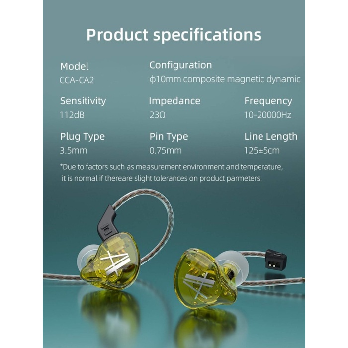 CCA CA2 Deep Bass Earphone with MIC alt KZ EDX