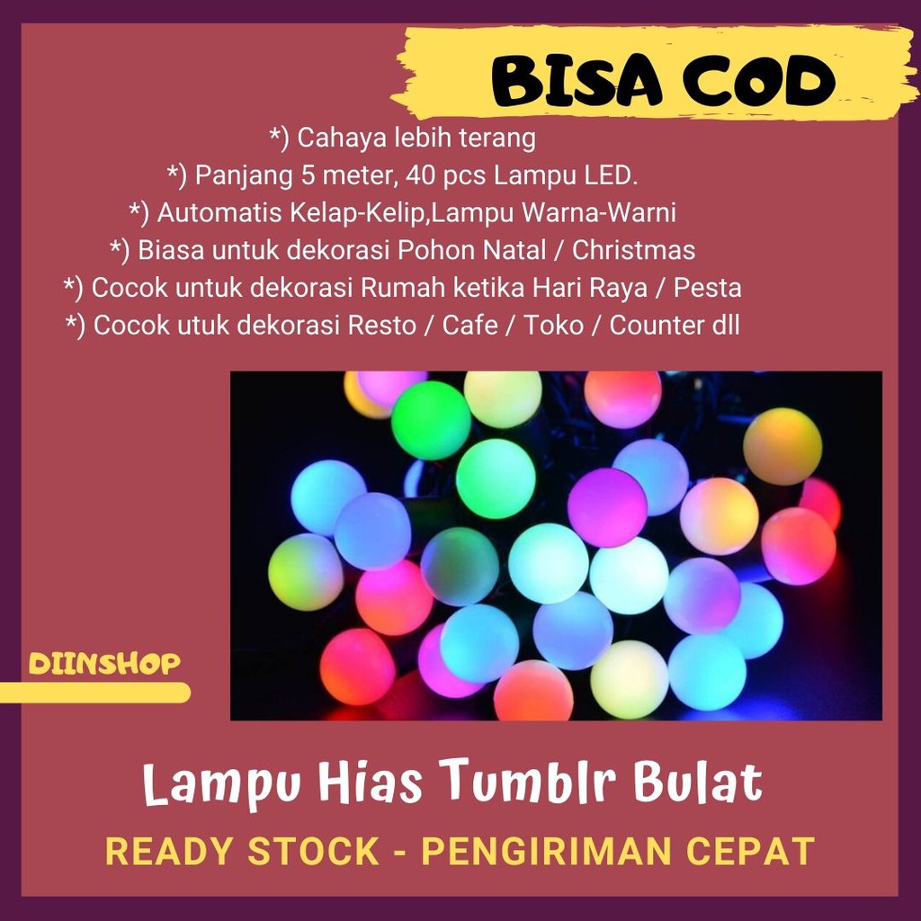  Lampu  Hias  Pohon Natal Bulat Lampu  Led Tumblr Light Lampu  