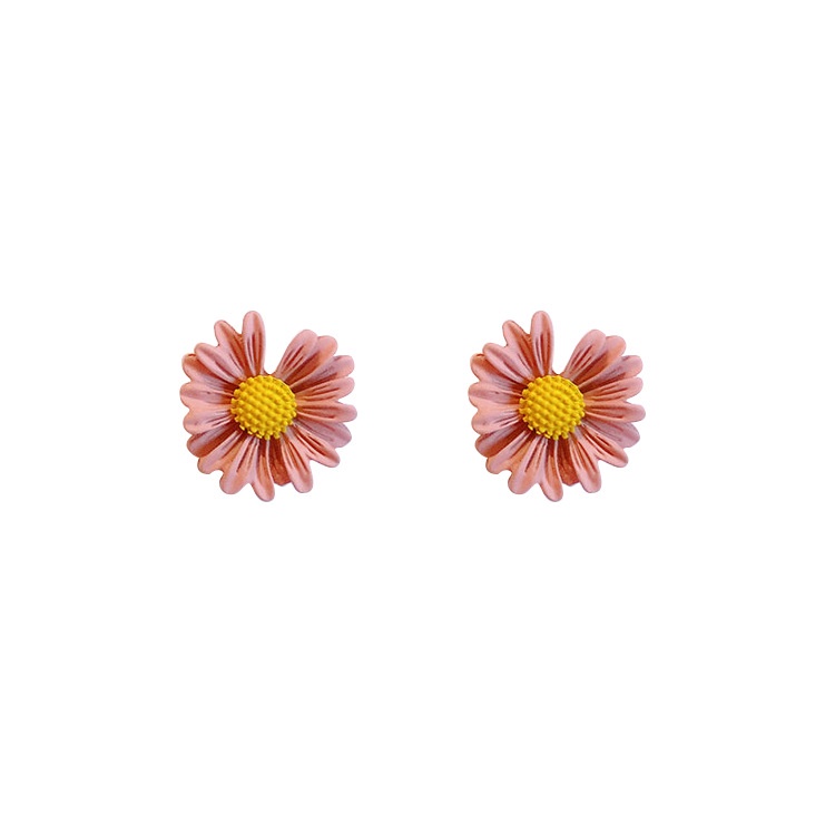 Sedikit Daisy stud anting-anting Krisan bunga Putih anting-anting BUNGA MATAHARI kelopak perak pin a