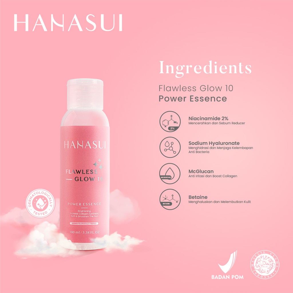 BISA COD - HANASUI FLAWLESS GLOW SET 10 + POUCH - HANASUI SKINCARE PERAWATAN WAJAH CREAM MENCERAHKAN DAN MEMUTIHKAN