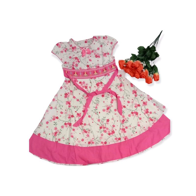 Dress Anak Merk Nikita Motif Bunga Sakura Usia 1-12Tahun