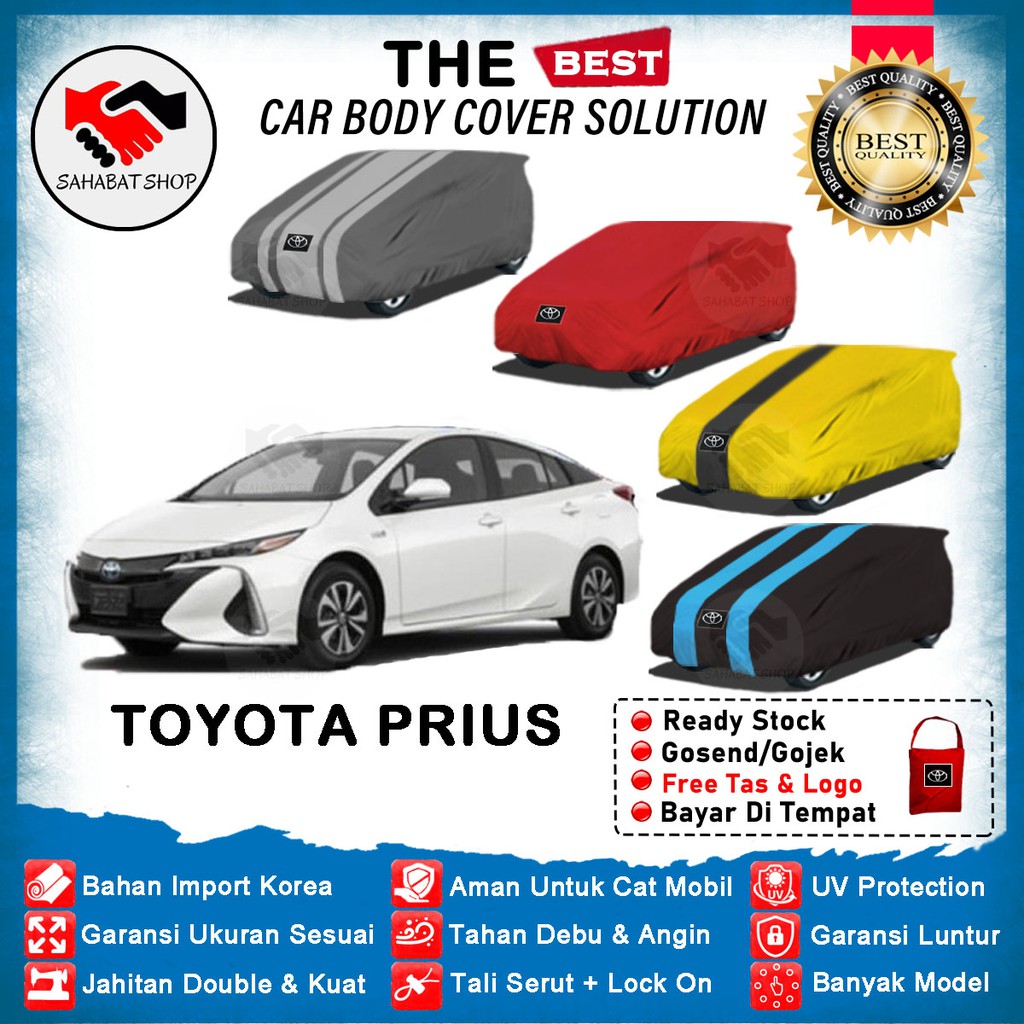 Sahabat Body Cover Mobil Prius / Sarung Penutup Toyota Prius Outdoor 2009 2010 2011 2012 2013 2014 2015 2016 2017 2018 2019 2020 2021 2022 / Tutup Selimut Pelindung Mantel Jas Kerodong Pembungkus Kelambu Mobil Sedan Prius Waterproof Anti Air Model Biru