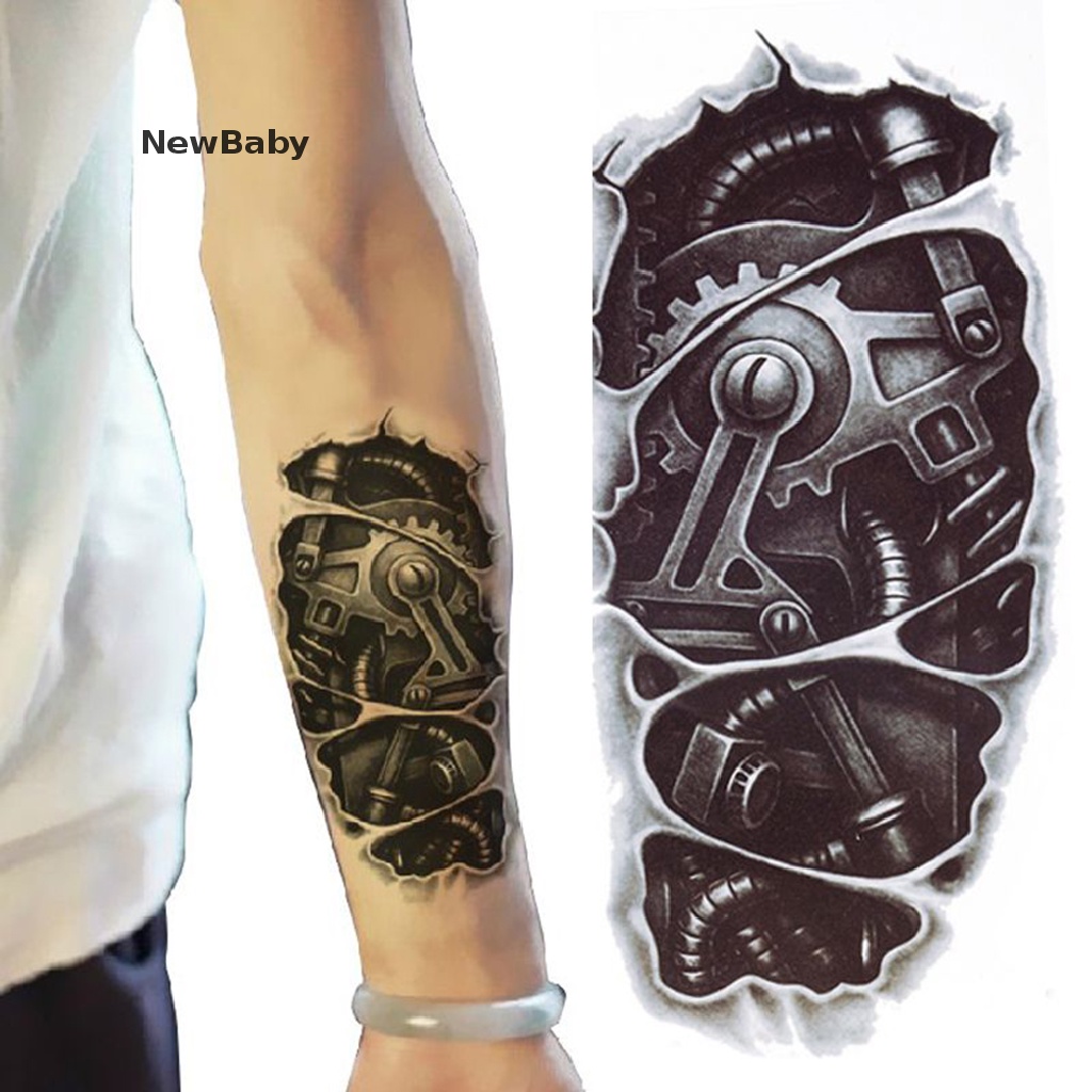 Newbaby Stiker Tattoo Temporer 3D Anti Air Motif Robot Untuk Lengantubuh